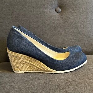 CL by Laundry Navy Denim Wedges